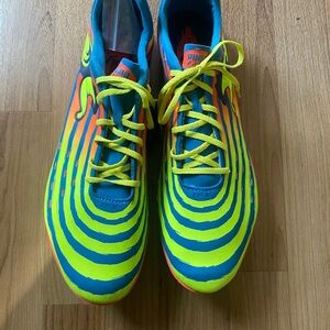 Puma Neon Blue & Lime Concentric Stripe Soccer Cleats